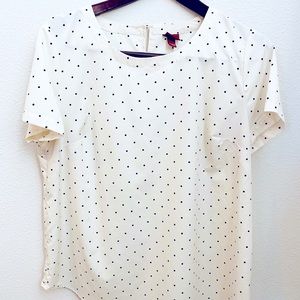 Target Merona Cream White Black Polka Dot Blouse